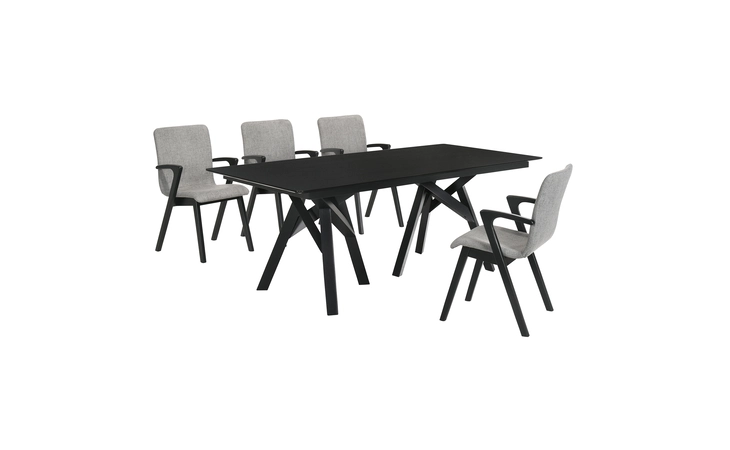 SETCODIBLK5A CORTINA AND VARDE 5 PIECE BLACK RECTANGULAR DINING SET ARMEN LIVING  SETCODIBLK5A