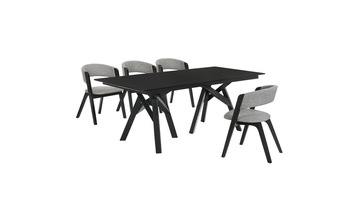 SETCODIBLK5B CORTINA AND ROWAN 5 PIECE BLACK RECTANGULAR DINING SET ARMEN LIVING  SETCODIBLK5B