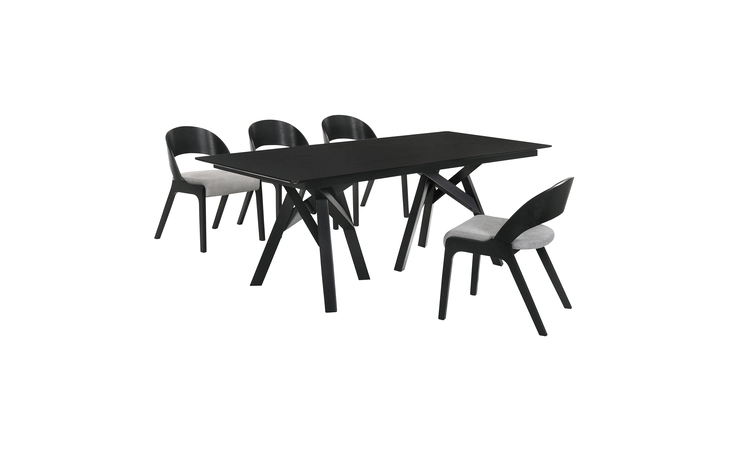 SETCODIBLK5C  CORTINA AND POLLY 5 PIECE BLACK RECTANGULAR DINING SET