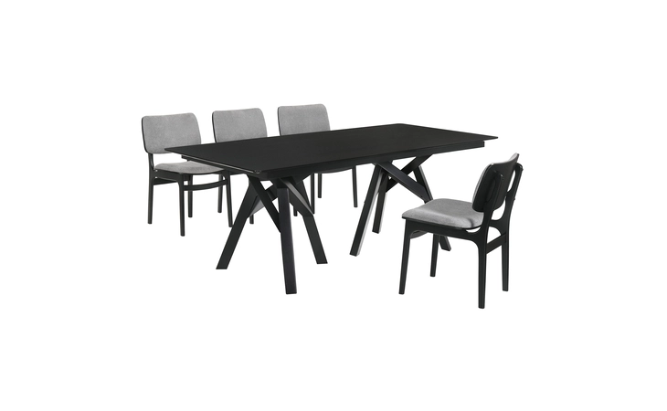 SETCODIBLK5D CORTINA AND LIMA 5 PIECE BLACK RECTANGULAR DINING SET ARMEN LIVING  SETCODIBLK5D