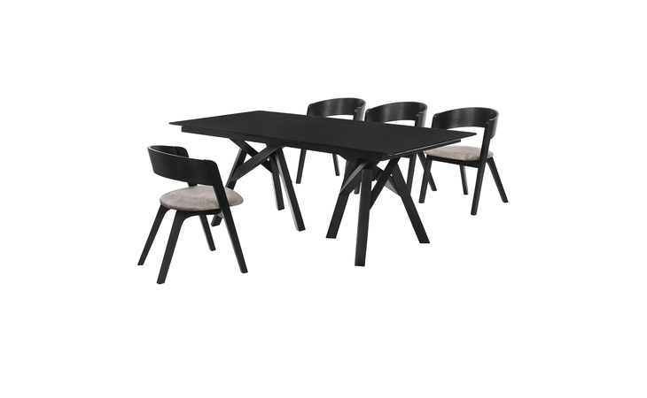 SETCODIBLK5E CORTINA AND JACKIE 5 PIECE BLACK RECTANGULAR DINING SET ARMEN LIVING  SETCODIBLK5E