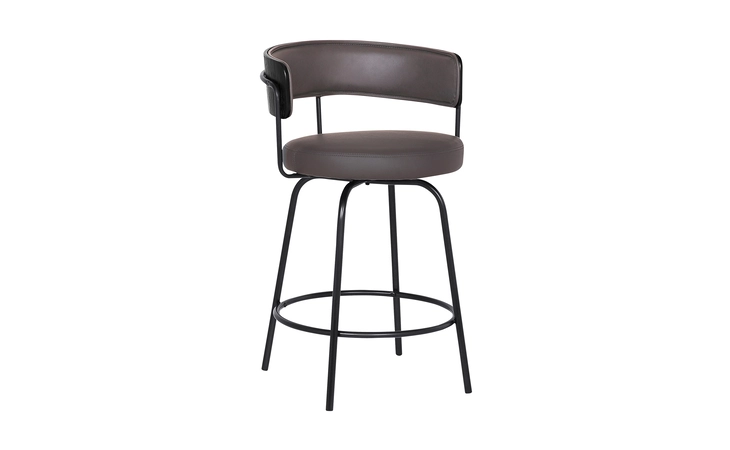 LCAVBABLGR26 AVALON 26 GRAY FAUX LEATHER SWIVEL BARSTOOL IN BLACK POWDER COATED FINISH ARMEN LIVING  LCAVBABLGR26