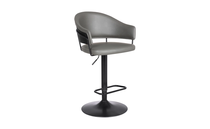 LCBOBABLGR BRODY ADJUSTABLE HEIGHT SWIVEL GRAY FAUX LEATHER AND BLACK WOOD AND METAL BASE BAR STOOL ARMEN LIVING  LCBOBABLGR