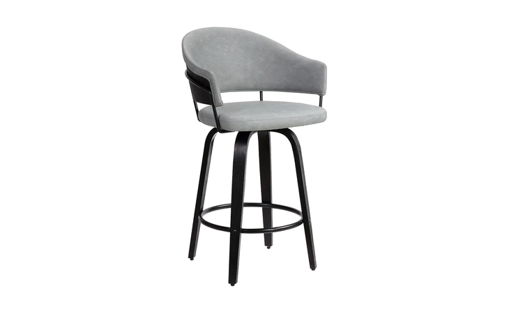 LCDLBABLGR26  DORAL 26 LIGHT GRAY FAUX LEATHER BARSTOOL IN BLACK POWDER COATED FINISH AND BLACK BRUSHED WOOD