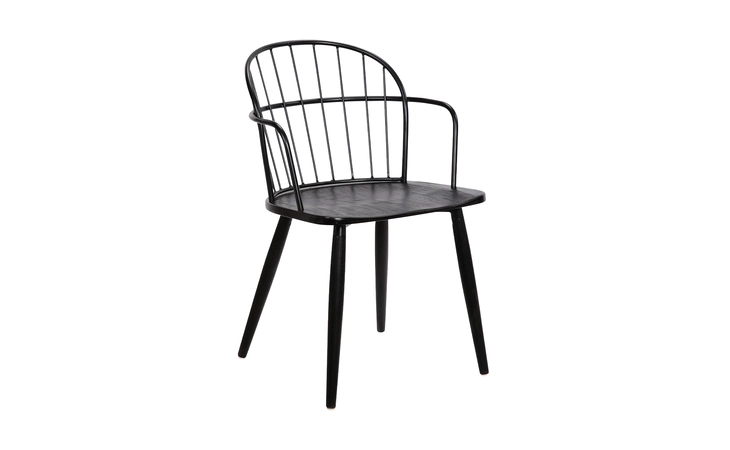 LCBDSIBLBL BRADLEY STEEL FRAMED SIDE CHAIR IN BLACK POWDER COATED FINISH AND BLACK BRUSHED WOOD ARMEN LIVING  LCBDSIBLBL