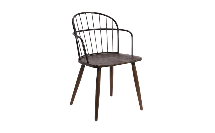 LCBDSIBLWA BRADLEY STEEL FRAMED SIDE CHAIR IN BLACK POWDER COATED FINISH AND WALNUT GLAZED WOOD ARMEN LIVING  LCBDSIBLWA