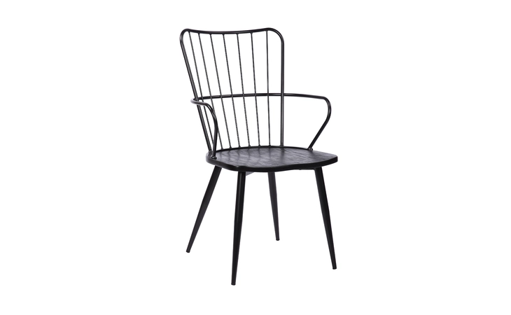 LCPRSIBLBL  PARISA HIGH BACK STEEL FRAMED SIDE CHAIR IN BLACK POWDER COATED FINISH AND BLACK BRUSHED WOOD