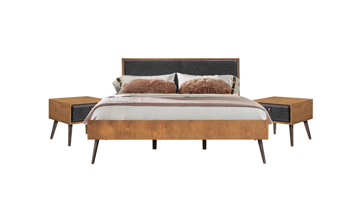 SETCOBDKG3A COCO RUSTIC 3 PIECE UPHOLSTERED PLATFORM BEDROOM SET IN KING WITH 2 NIGHTSTANDS ARMEN LIVING  SETCOBDKG3A