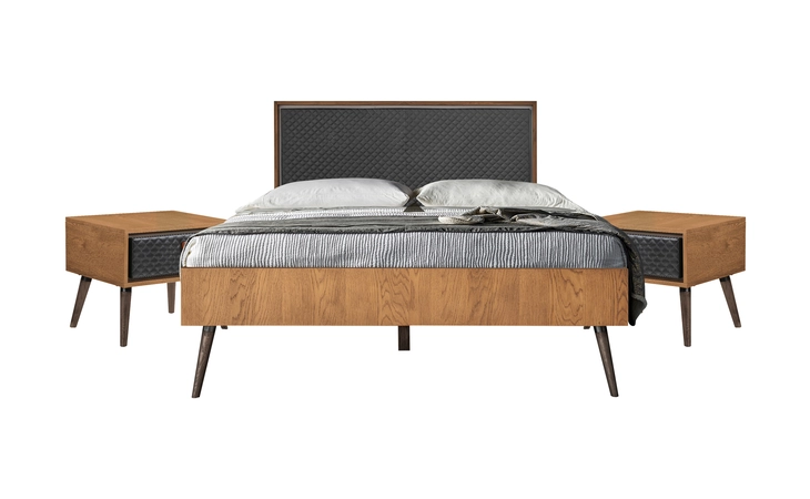 SETCOBDQN3A COCO RUSTIC 3 PIECE UPHOLSTERED PLATFORM BEDROOM SET IN QUEEN WITH 2 NIGHTSTANDS ARMEN LIVING  SETCOBDQN3A