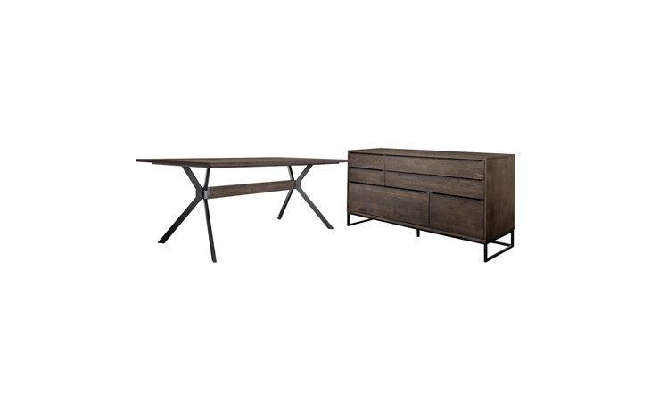 SETNVDISMK2A  NEVADA RUSTIC 2 PIECE SET WITH DINING TABLE AND SIDEBOARD IN DARK BROWN