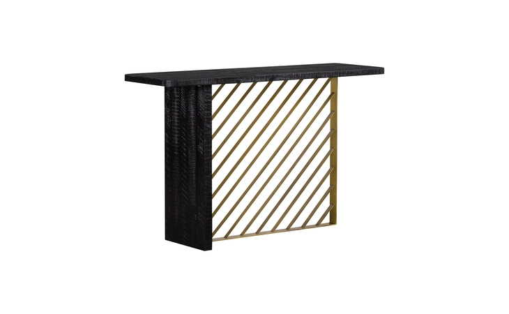 LCMOCNBL  MONACO BLACK WOOD CONSOLE TABLE WITH ANTIQUE BRASS ACCENT