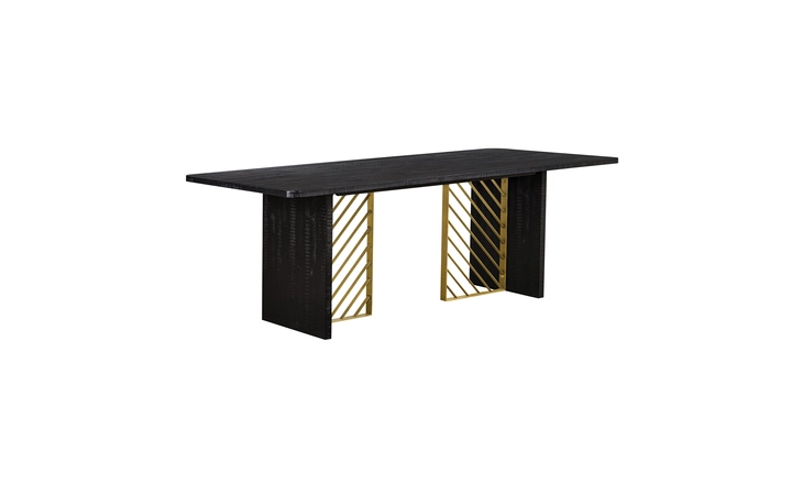 LCMODIBL  MONACO BLACK WOOD DINING TABLE WITH ANTIQUE BRASS ACCENT