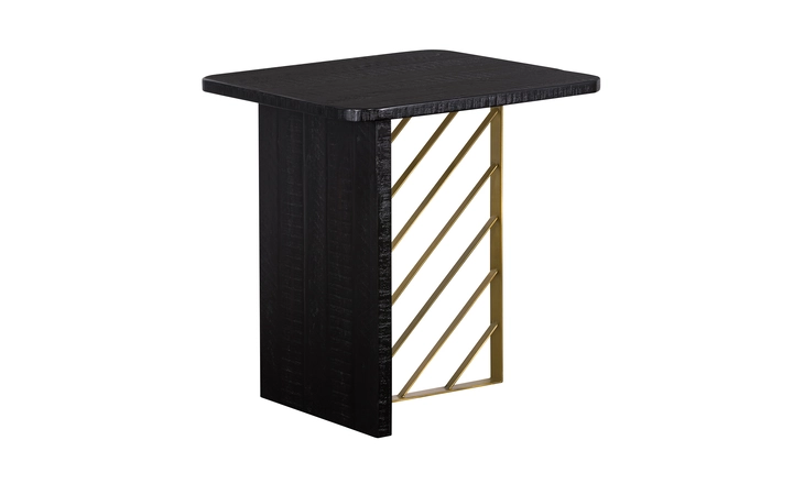 LCMOENBL  MONACO BLACK WOOD SIDE TABLE WITH ANTIQUE BRASS ACCENT