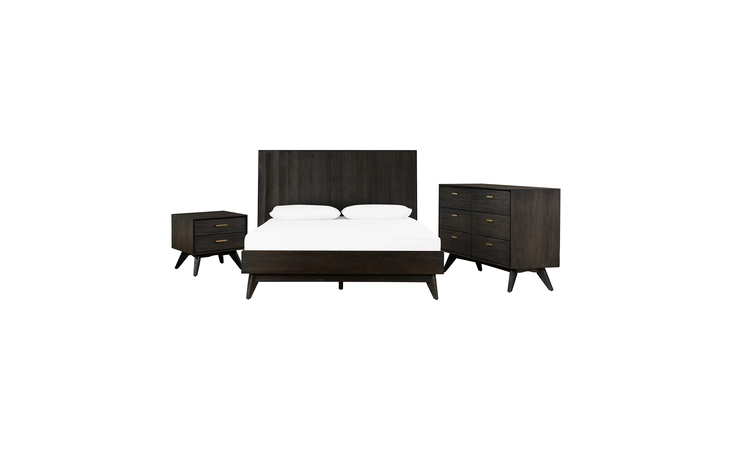 SETLFBDKG3A BALY 3 PIECE ACACIA KING LOFT BED AND NIGHTSTANDS BEDROOM SET ARMEN LIVING  SETLFBDKG3A