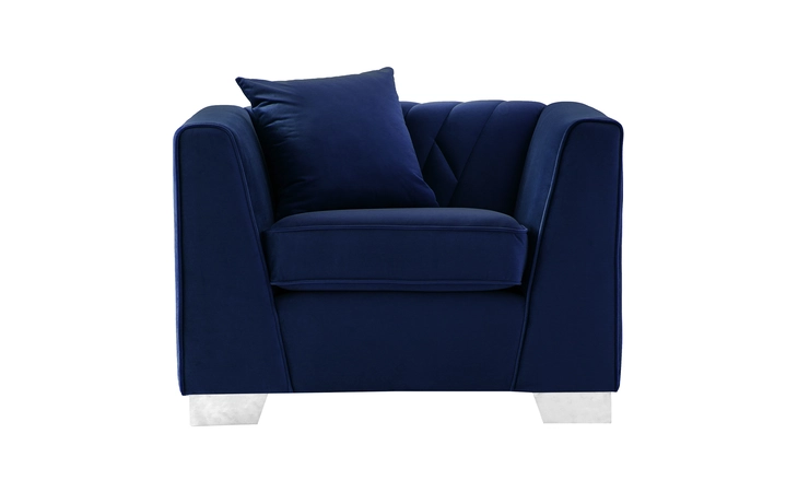LCCM1BLUE  CAMBRIDGE CONTEMPORARY CHAIR IN BRUSHED STAINLESS STEEL AND BLUE VELVET