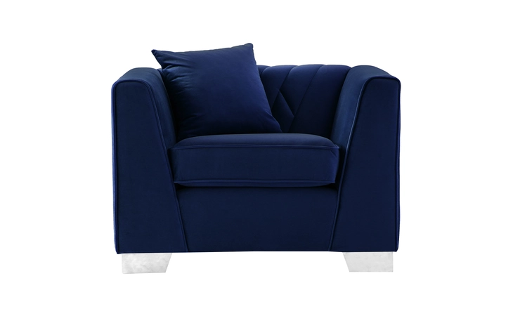 LCCM1BLUE CAMBRIDGE CONTEMPORARY CHAIR IN BRUSHED STAINLESS STEEL AND BLUE VELVET ARMEN LIVING  LCCM1BLUE