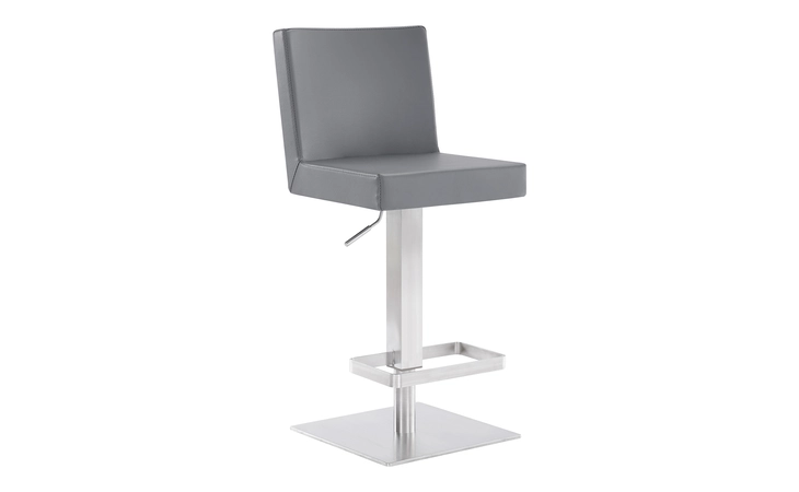 LCLGSWBABSGR LEGACY ADJUSTABLE HEIGHT SWIVEL GRAY FAUX LEATHER AND BRUSHED STAINLESS STEEL BAR STOOL ARMEN LIVING  LCLGSWBABSGR