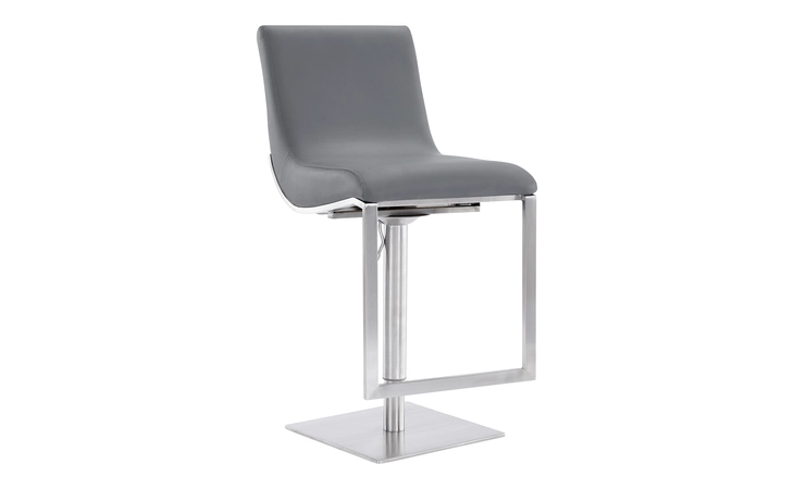 LCVCSWBABSGR VICTORY CONTEMPORARY SWIVEL BARSTOOL IN BRUSHED STAINLESS STEEL AND GRAY FAUX LEATHER ARMEN LIVING  LCVCSWBABSGR