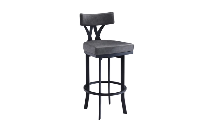 LCNTBABLVG26 NATALIE 26 COUNTER HEIGHT VINTAGE GRAY FAUX LEATHER UPHOLSTERY AND BLACK METAL BAR STOOL ARMEN LIVING  LCNTBABLVG26