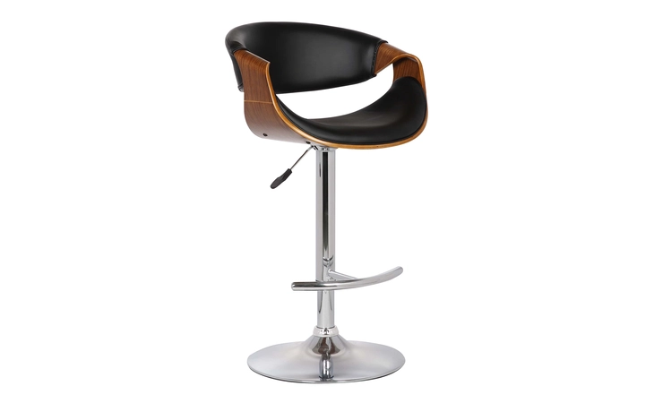LCBUBAWABL BUTTERFLY ADJUSTABLE HEIGHT SWIVEL BLACK FAUX LEATHER AND WALNUT WOOD BAR STOOL WITH CHROME BASE ARMEN LIVING  LCBUBAWABL