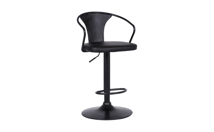 LCEASWBABLBL EAGLE ADJUSTABLE HEIGHT SWIVEL BLACK FAUX LEATHER AND WOOD BAR STOOL WITH BLACK METAL BASE ARMEN LIVING  LCEASWBABLBL
