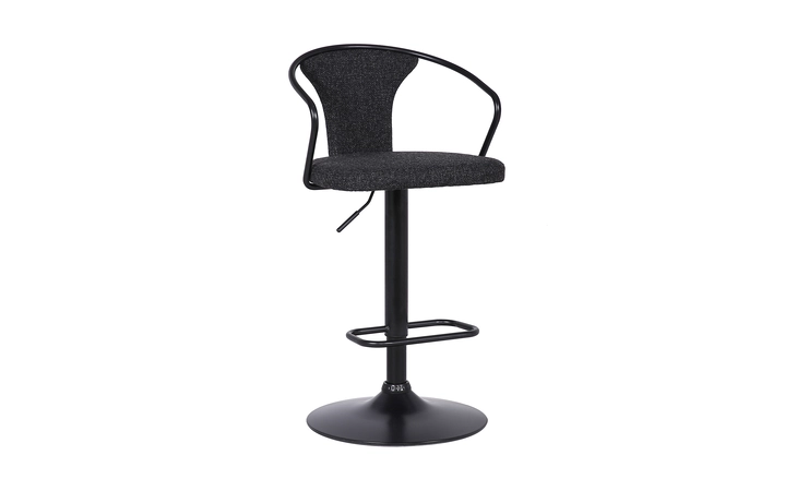 LCIASWBABLBL IAN CONTEMPORARY ADJUSTABLE BARSTOOL IN BLACK POWDER COATED FINISH AND BLACK FABRIC ARMEN LIVING  LCIASWBABLBL