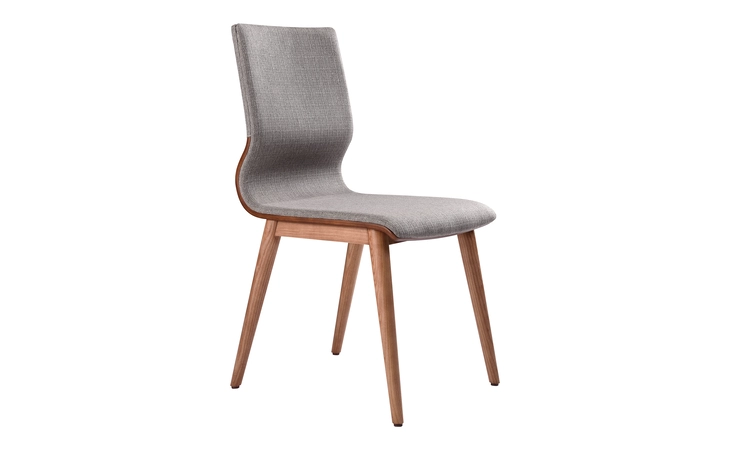 LCRBSIGR  ROBIN MID-CENTURY DINING CHAIR IN WALNUT FINISH AND GRAY FABRIC - SET OF 2