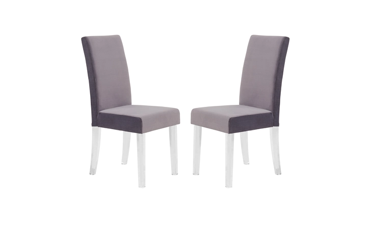 LCDACHGRAY  DALIA MODERN AND CONTEMPORARY DINING CHAIR IN GRAY VELVET WITH ACRYLIC LEGS - SET OF 2