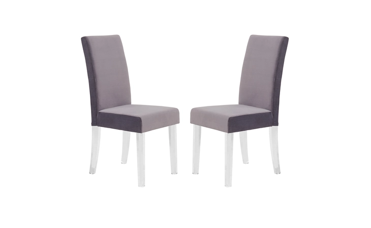 LCDACHGRAY DALIA MODERN AND CONTEMPORARY DINING CHAIR IN GRAY VELVET WITH ACRYLIC LEGS - SET OF 2 ARMEN LIVING  LCDACHGRAY
