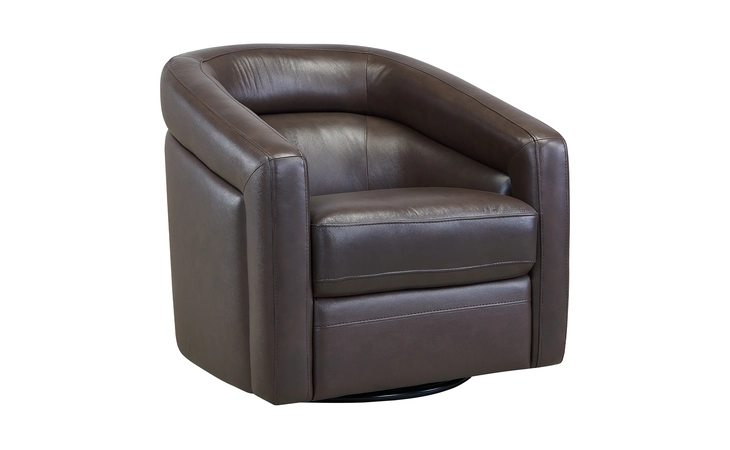 LCDSCHES  DESI CONTEMPORARY SWIVEL ACCENT CHAIR IN ESPRESSO GENUINE LEATHER