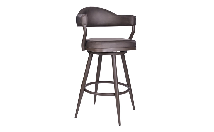 LCJTBABRBR30 JUSTIN 30 BAR HEIGHT SWIVEL VINTAGE BROWN FAUX LEATHER BAR STOOL WITH BROWN METAL LEGS ARMEN LIVING  LCJTBABRBR30