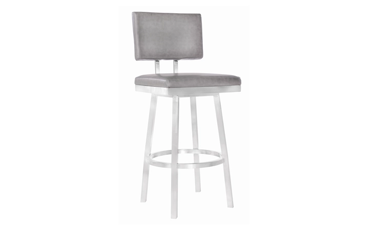LCBBBABSVG30 BALBOA 30 BAR HEIGHT SWIVEL VINTAGE GRAY AND BRUSHED STAINLESS STEEL BAR STOOL ARMEN LIVING  LCBBBABSVG30