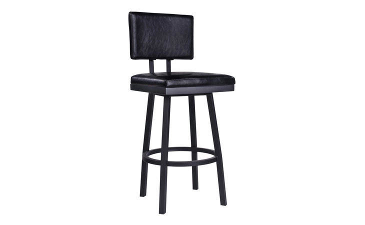 LCBBBABLVB30  BALBOA 30 BAR HEIGHT SWIVEL VINTAGE BLACK FAUX LEATHER AND METAL BAR STOOL