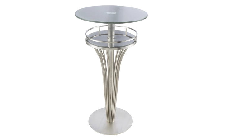 LCYUBTB201TO  YUKON CONTEMPORARY BAR TABLE IN STAINLESS STEEL AND GRAY FROSTED GLASS