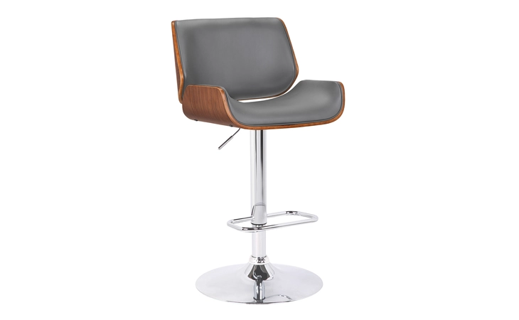 LCLOSWBAGRWA LONDON GRAY FAUX LEATHER ADJUSTABLE HEIGHT SWIVEL WALNUT WOOD AND CHROME BAR STOOL ARMEN LIVING  LCLOSWBAGRWA