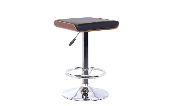 LCJABABLKWA  JAVA BARSTOOL IN CHROME FINISH WITH WALNUT WOOD AND BLACK FAUX LEATHER