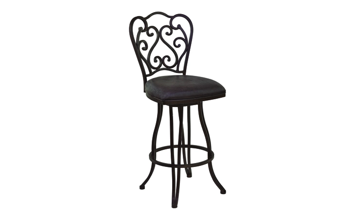 LCCEBAES30  CELESTE 30 BAR HEIGHT METAL SWIVEL BARSTOOL IN BANDERO ESPRESSO FABRIC AND AUBURN BAY FINISH