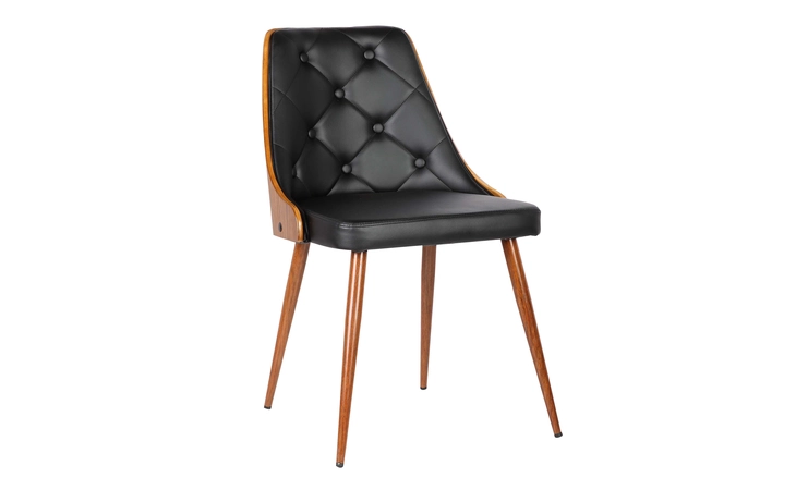 LCLLSIWABL LILY MID-CENTURY DINING CHAIR IN WALNUT FINISH AND BLACK FAUX LEATHER ARMEN LIVING  LCLLSIWABL