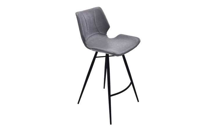 LCZUBAVGBL26 ZURICH 26 COUNTER HEIGHT METAL BARSTOOL IN VINTAGE GRAY FAUX LEATHER AND BLACK METAL FINISH ARMEN LIVING  LCZUBAVGBL26