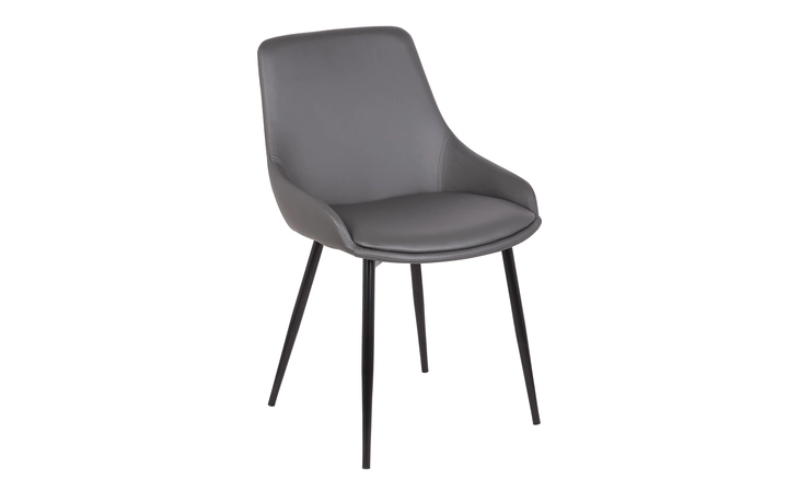 LCMICHGREY  MIA CONTEMPORARY DINING CHAIR IN GRAY FAUX LEATHER WITH BLACK POWDER COATED METAL LEGS