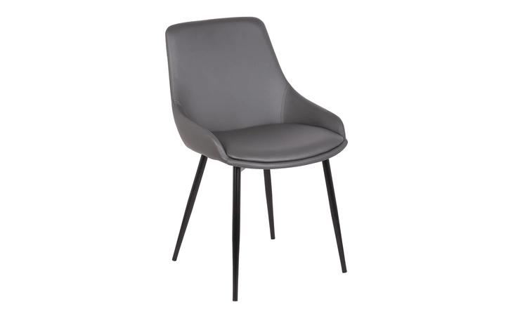 LCMICHGREY MIA CONTEMPORARY DINING CHAIR IN GRAY FAUX LEATHER WITH BLACK POWDER COATED METAL LEGS ARMEN LIVING  LCMICHGREY