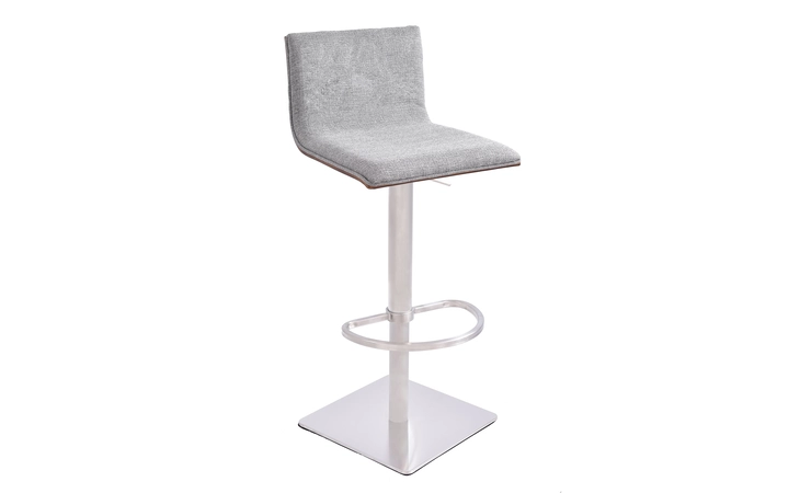 LCCRBAGRF CRYSTAL ADJUSTABLE HEIGHT SWIVEL GRAY FABRIC AND WALNUT BAR STOOL WITH BRUSHED STAINLESS STEEL BASE ARMEN LIVING  LCCRBAGRF