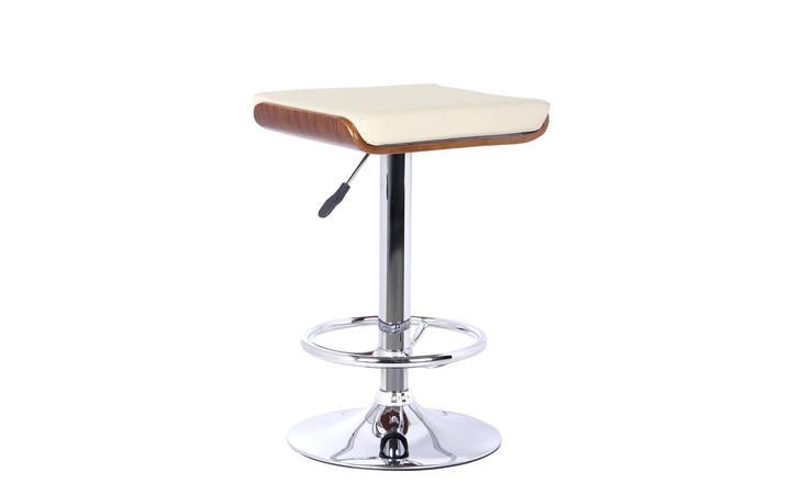 LCJABACRWA  JAVA BARSTOOL IN CHROME FINISH WITH WALNUT WOOD AND CREAM FAUX LEATHER