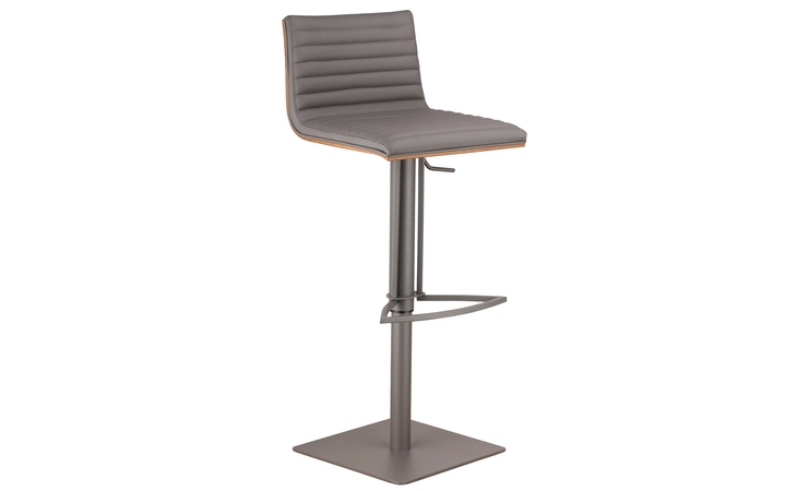LCCASWBAGRBA CAFÉ ADJUSTABLE HEIGHT SWIVEL GRAY FAUX LEATHER AND WALNUT WOOD BAR STOOL WITH GRAY METAL BASE ARMEN LIVING  LCCASWBAGRBA