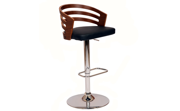 LCADSWBABLWA ADELE ADJUSTABLE HEIGHT SWIVEL BLACK FAUX LEATHER AND WALNUT WOOD BAR STOOL WITH CHROME BASE ARMEN LIVING  LCADSWBABLWA
