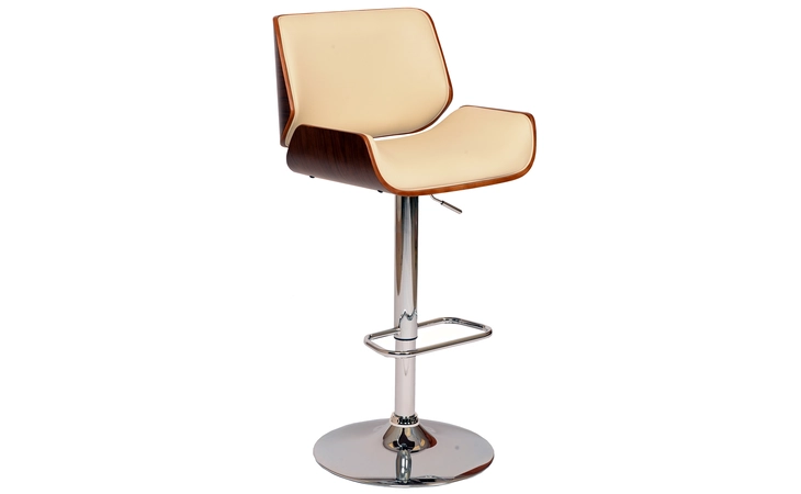 LCLOSWBACRWA  LONDON CREAM FAUX LEATHER ADJUSTABLE HEIGHT SWIVEL WALNUT WOOD AND CHROME BAR STOOL