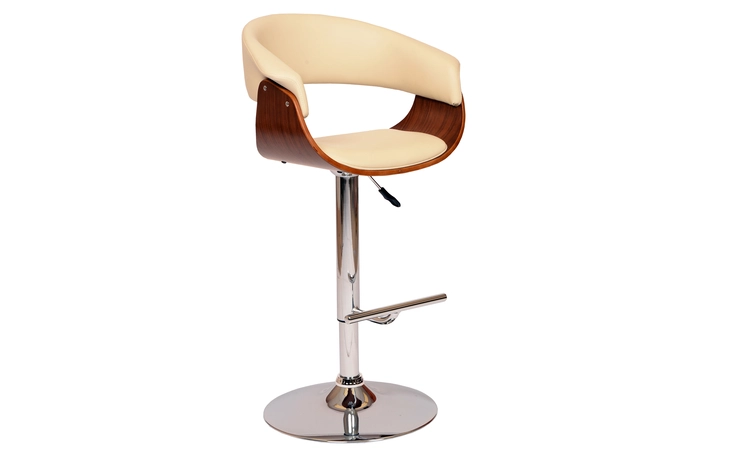 LCPASWBACRWA  PARIS CREAM FAUX LEATHER ADJUSTABLE HEIGHT SWIVEL WALNUT WOOD AND CHROME BAR STOOL