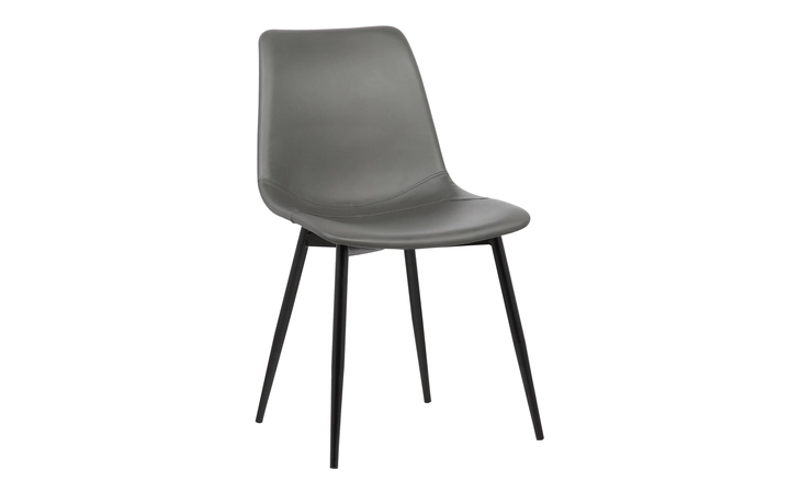 LCMOCHGREY  MONTE CONTEMPORARY DINING CHAIR IN GRAY FAUX LEATHER WITH BLACK POWDER COATED METAL LEGS