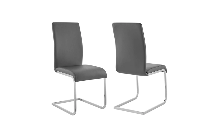 LCAMSIGR  AMANDA CONTEMPORARY SIDE CHAIR IN GRAY FAUX LEATHER AND CHROME FINISH - SET OF 2
