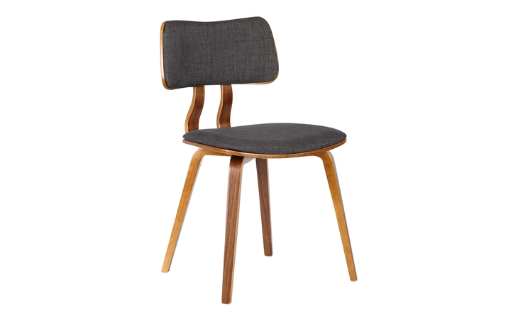LCJASIWACH JAGUAR MID-CENTURY DINING CHAIR IN WALNUT WOOD AND CHARCOAL FABRIC ARMEN LIVING  LCJASIWACH